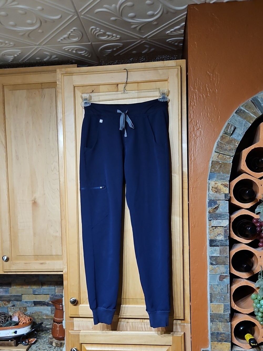 Figs Zamora Jogger Scrub Pants Drawstring Navy Blue